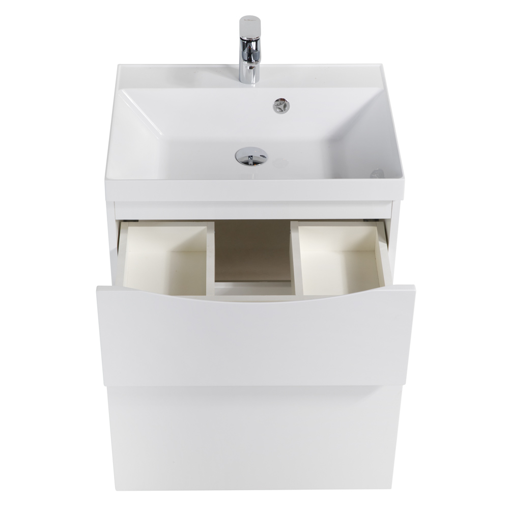 фото Тумба с раковиной подвесная BelBagno MARINO-H60 70 Bianco Lucido, раковина белая 