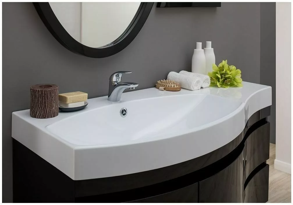 фото Тумба с раковиной Aquanet Опера 115 L черный (2 дверцы 2 ящика) арт. 00212994 