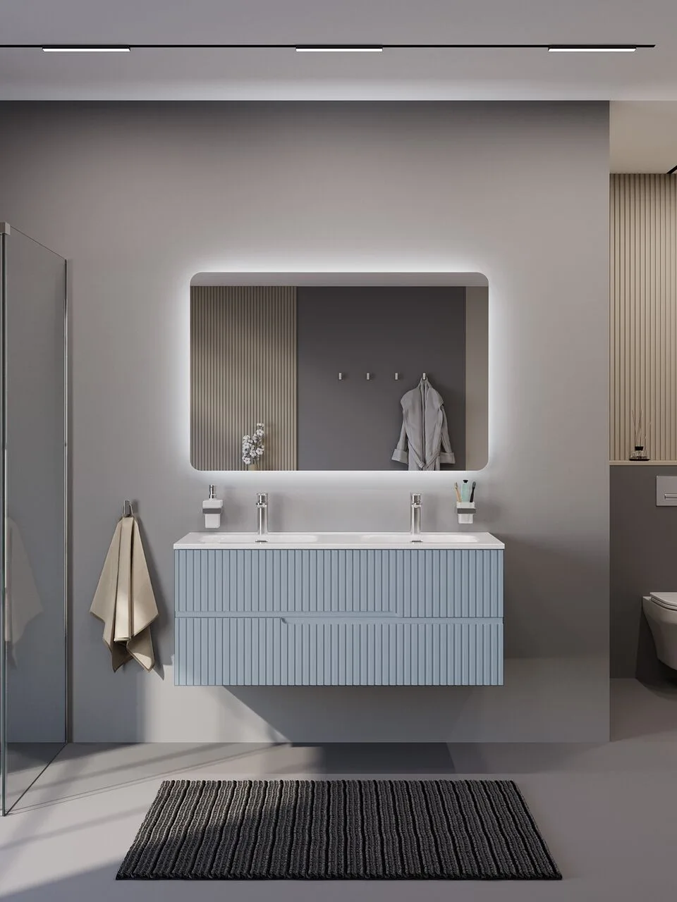 фото Зеркало с интерьерной подсветкой без выключателя Cezares CZR-SPC-DUET-1200-800-LED 12V 220-240V 1200x800x30 