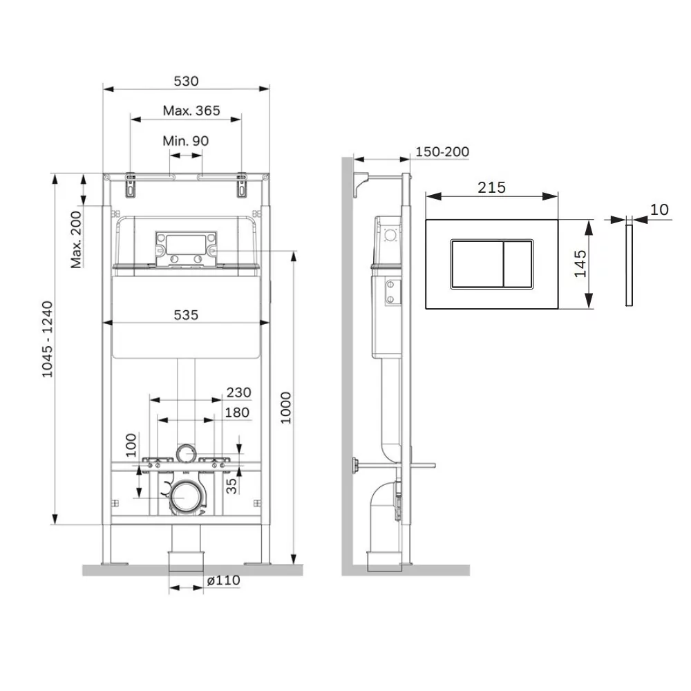 картинка Инсталляция AM.PM MasterFit I012710.0238 для подвесного унитаза с клавишей ProC S матовый черный 