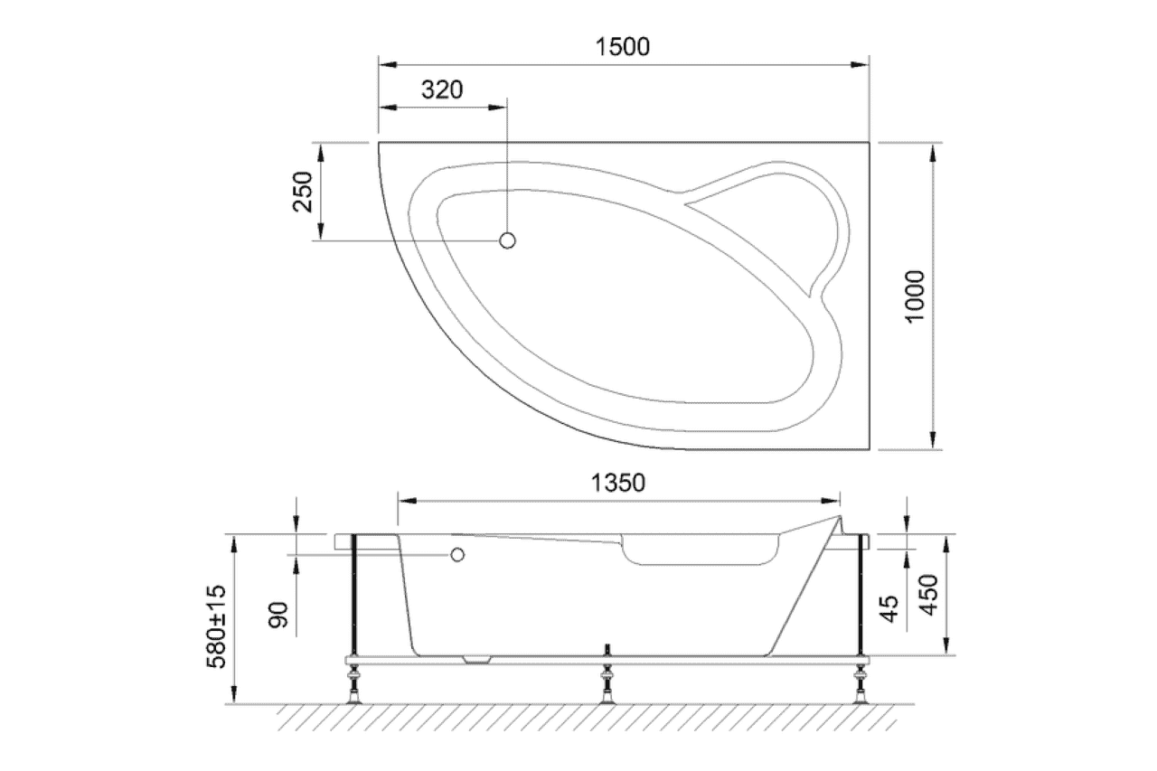 картинка Акриловая ванна Royal Bath Alpine 150x100 R 