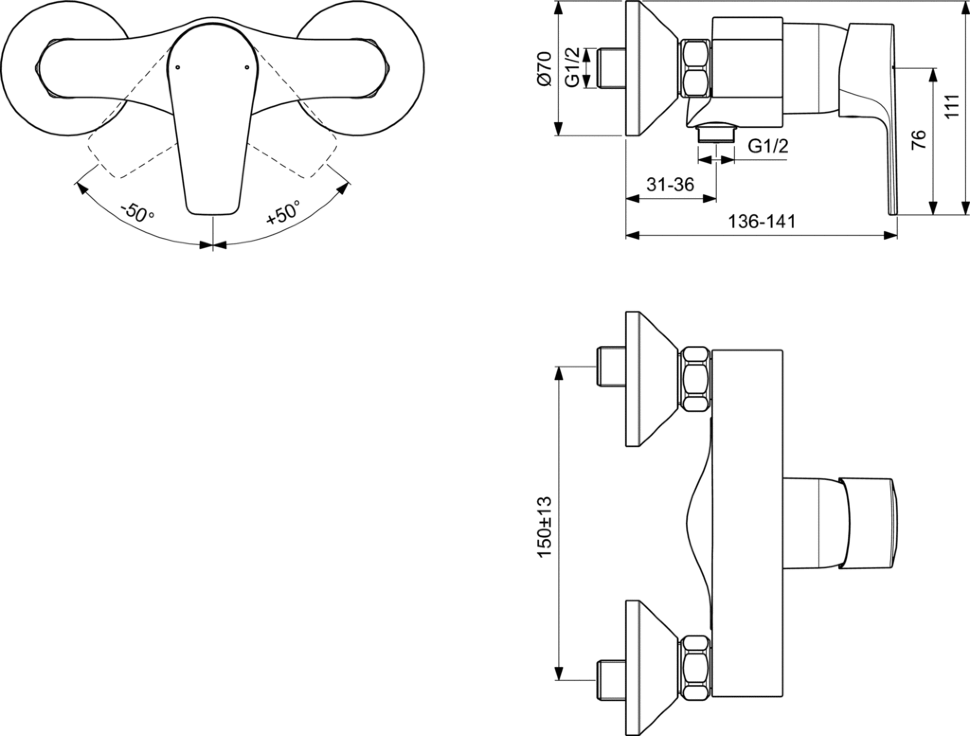 картинка Смеситель Ideal Standard CERAFINE MODEL D BC493AA  для душа 