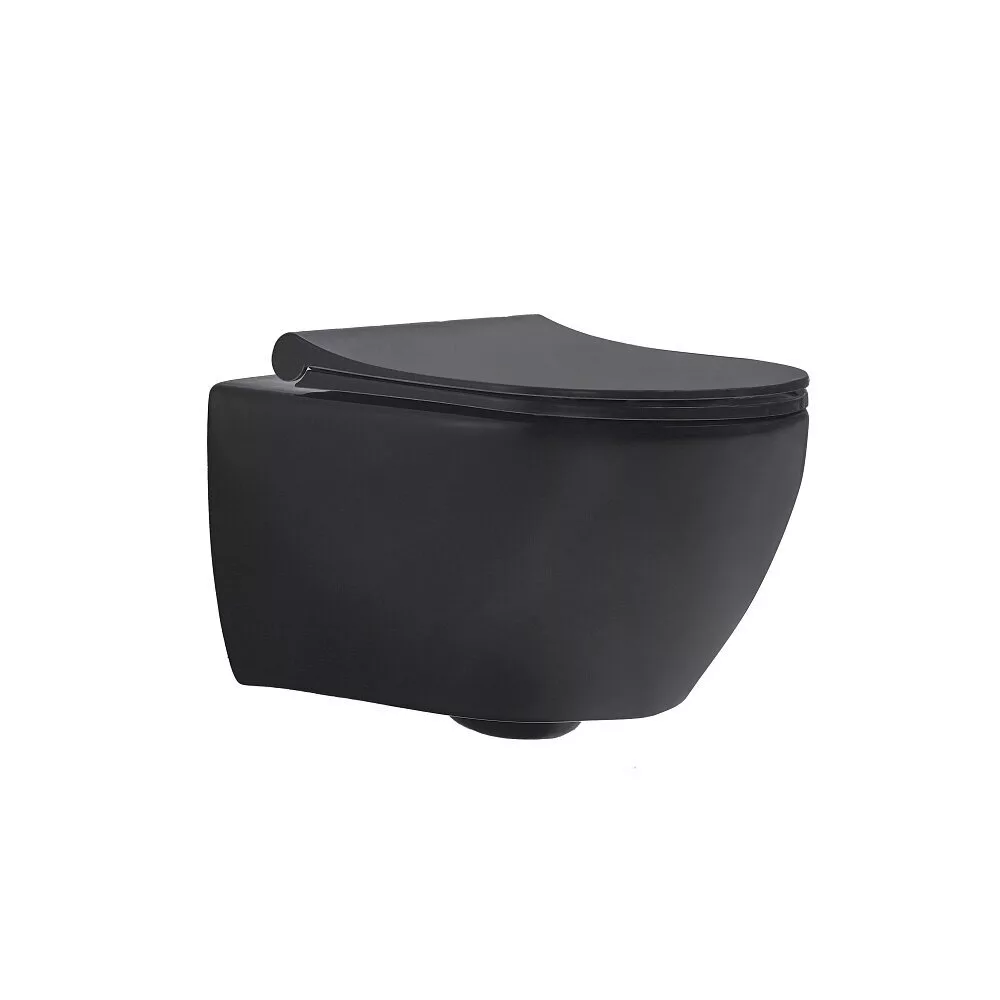 картинка Унитаз подвесной beWash Bogen безободковый, сиденье микролифт, черный матовый 