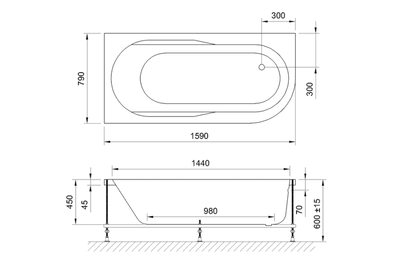 картинка Акриловая ванна Royal Bath Azur 160x80 L 