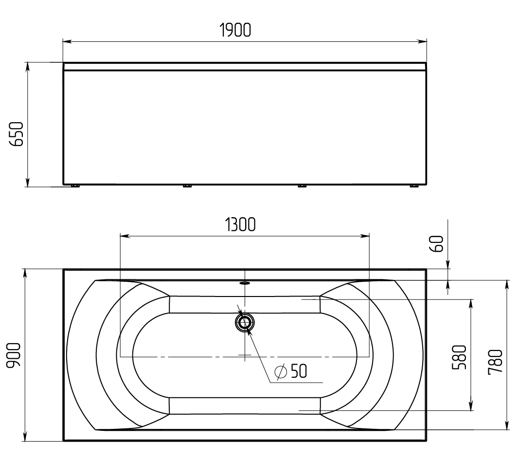 картинка Ванна Marka One ESMA MG 190x90 с каркасом 