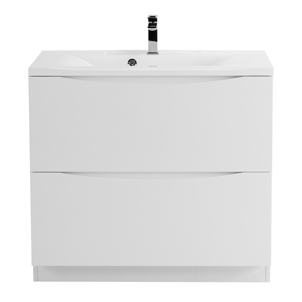 фото Тумба с раковиной напольная BelBagno MARINO 100 Bianco Lucido, раковина белая 