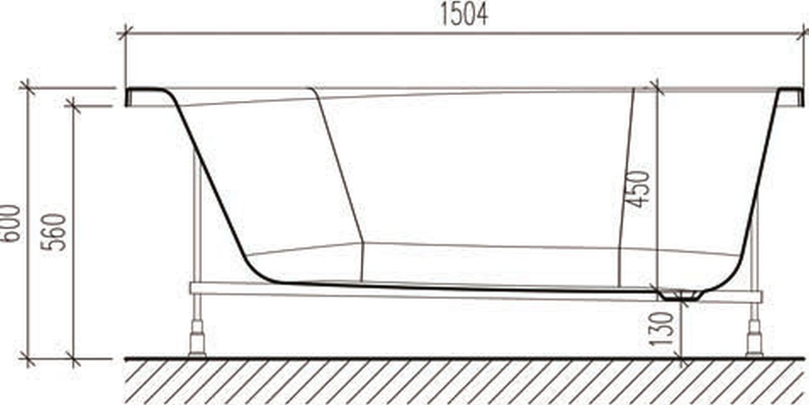 картинка Акриловая ванна Eurolux OBERONY 150x75 с каркасом и экраном 