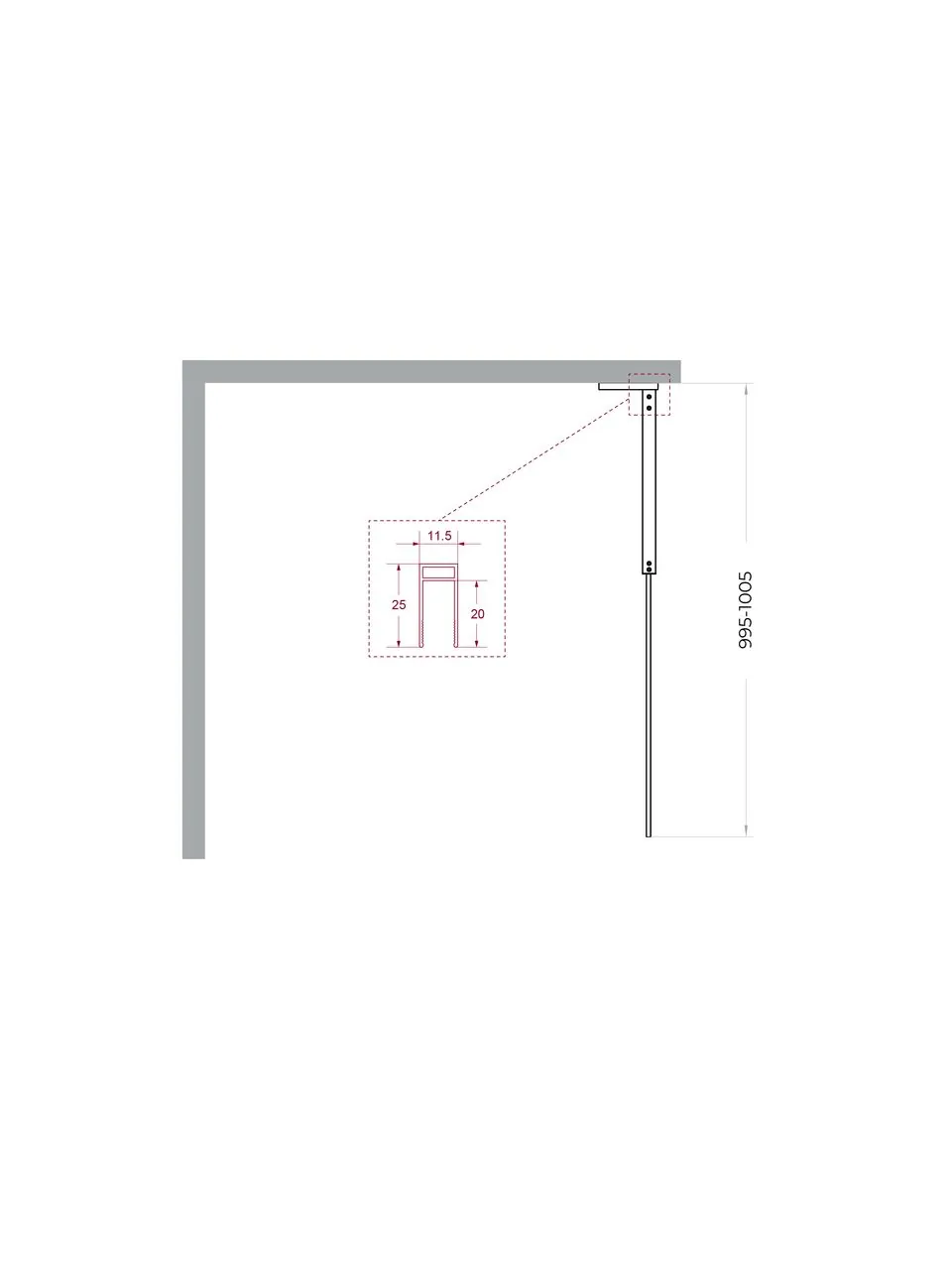 фото Душевая перегородка BelBagno UNO-L-1-TB-100-BR-GM 