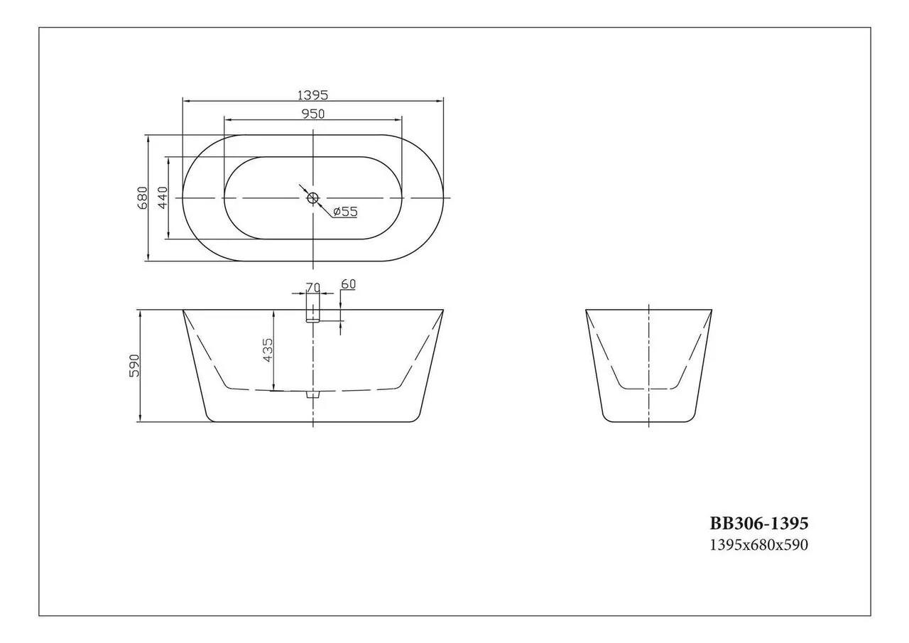 картинка Акриловая ванна BelBagno BB306-1395 