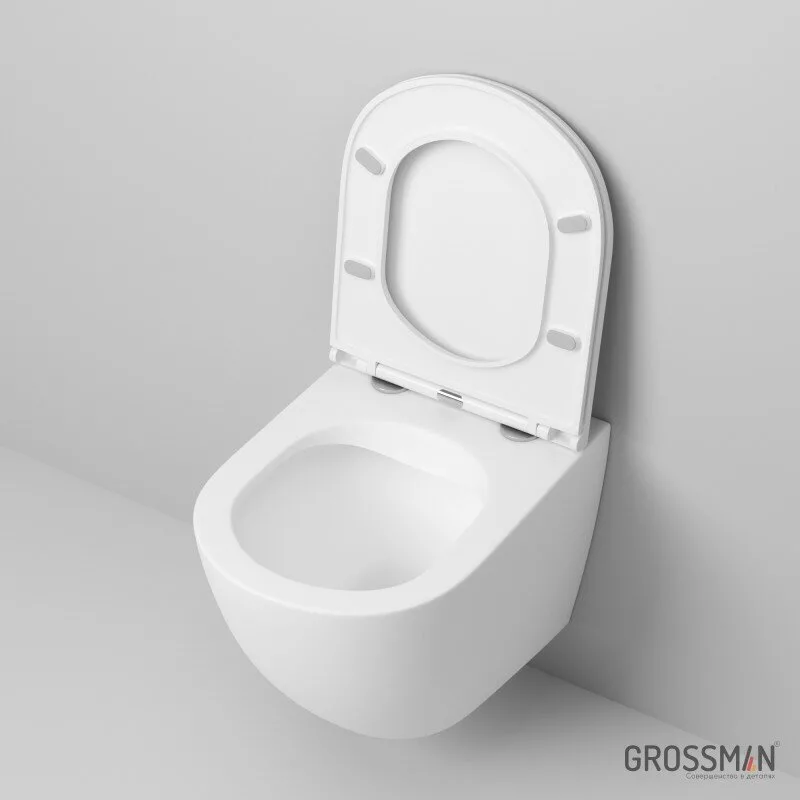 картинка Унитаз подвесной Grossman GR-4455MS безободковый с тонкой крышкой, белый матовый 