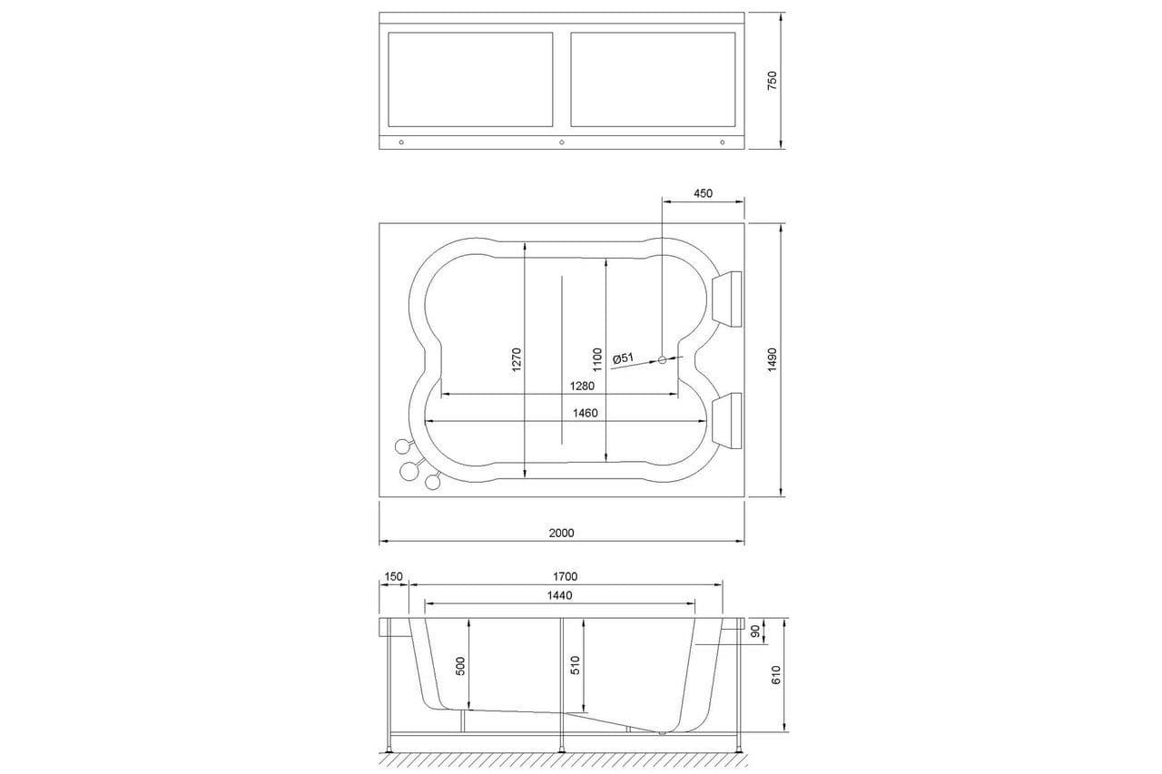 картинка Акриловая ванна Royal Bath Hardon 200x150 с каркасом 