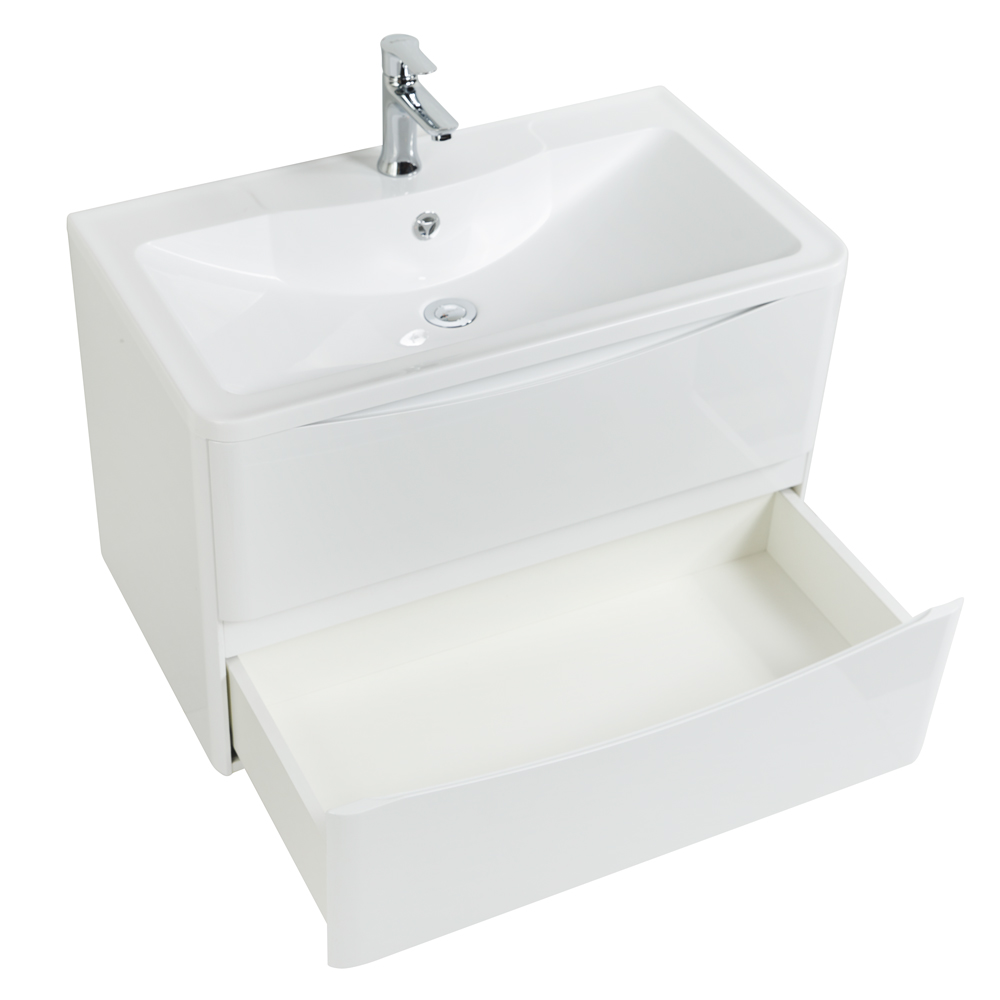 фото Тумба с раковиной подвесная BelBagno ACQUA 80 Bianco Lucido, раковина белая 