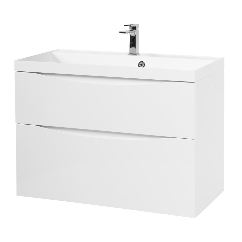 фото Тумба с раковиной подвесная BelBagno MARINO-H60 80 Bianco Lucido, раковина белая 