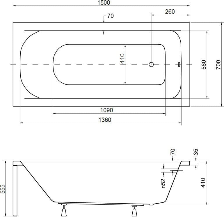 картинка Акриловая ванна Besco Continea 150x70 