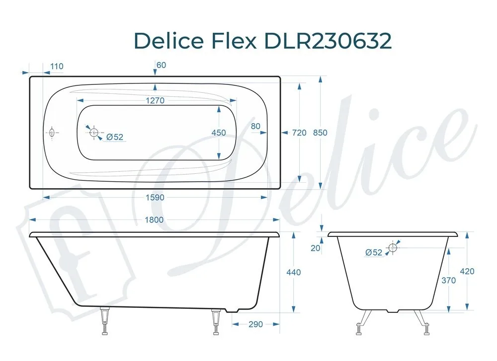 картинка Ванна чугунная Delice Flex 180х85 DLR230632 