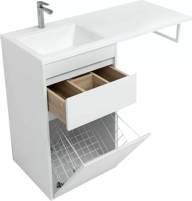 фото Тумба с раковиной Aquanet Токио 110 L белый (напольная, 1 ящик) арт. 00239298 