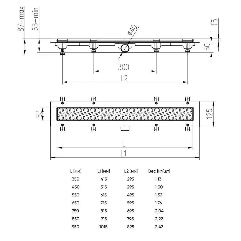 картинка Душевой лоток Veconi/MCH 450 мм V450BN 