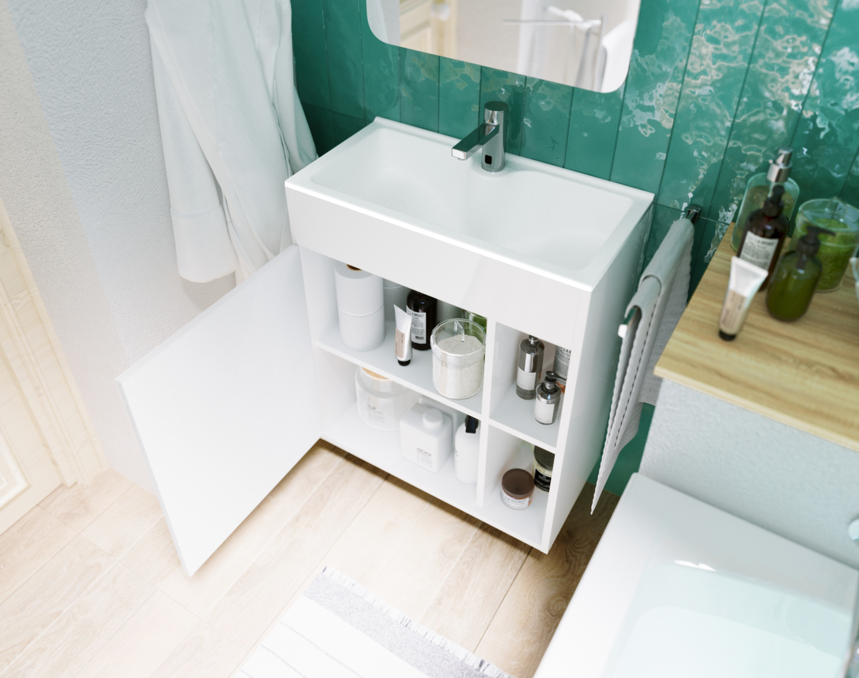 фото Тумба с раковиной 1Marka Lido 60П, белый глянец 