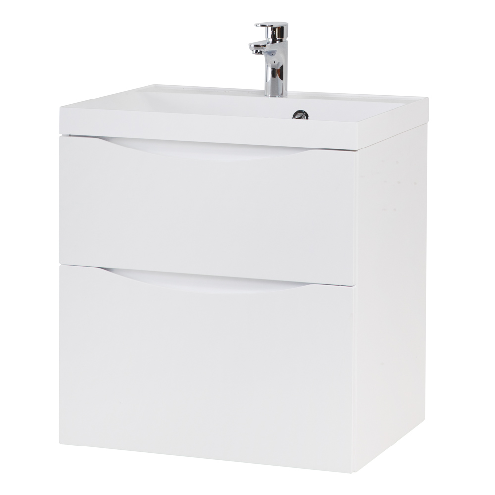 фото Тумба с раковиной подвесная BelBagno MARINO-H60 70 Bianco Lucido, раковина белая 
