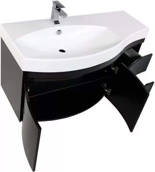 фото Тумба с раковиной Aquanet Опера 115 L черный (2 дверцы 2 ящика) арт. 00212994 