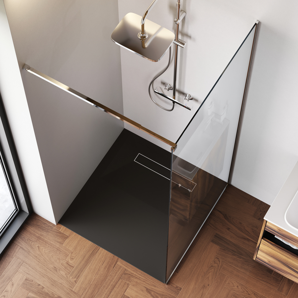 фото Душевая перегородка AM.PM Func W84WI-90-F1-MTE 90x200 прозрачная 8 мм с покрытием профиль матовый хром 