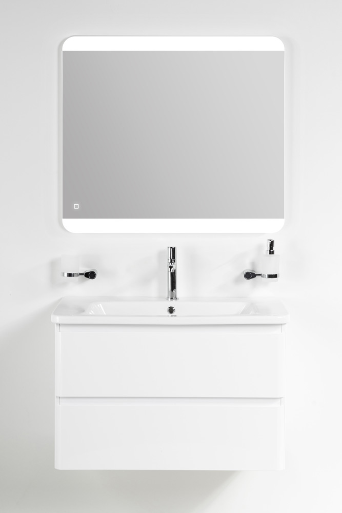 фото Тумба с раковиной подвесная BelBagno ALBANO-CER 105 Bianco Lucido, раковина белая 