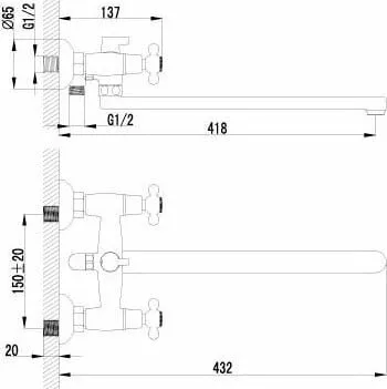 картинка Смеситель для ванны Lemark Standard LM2112C 