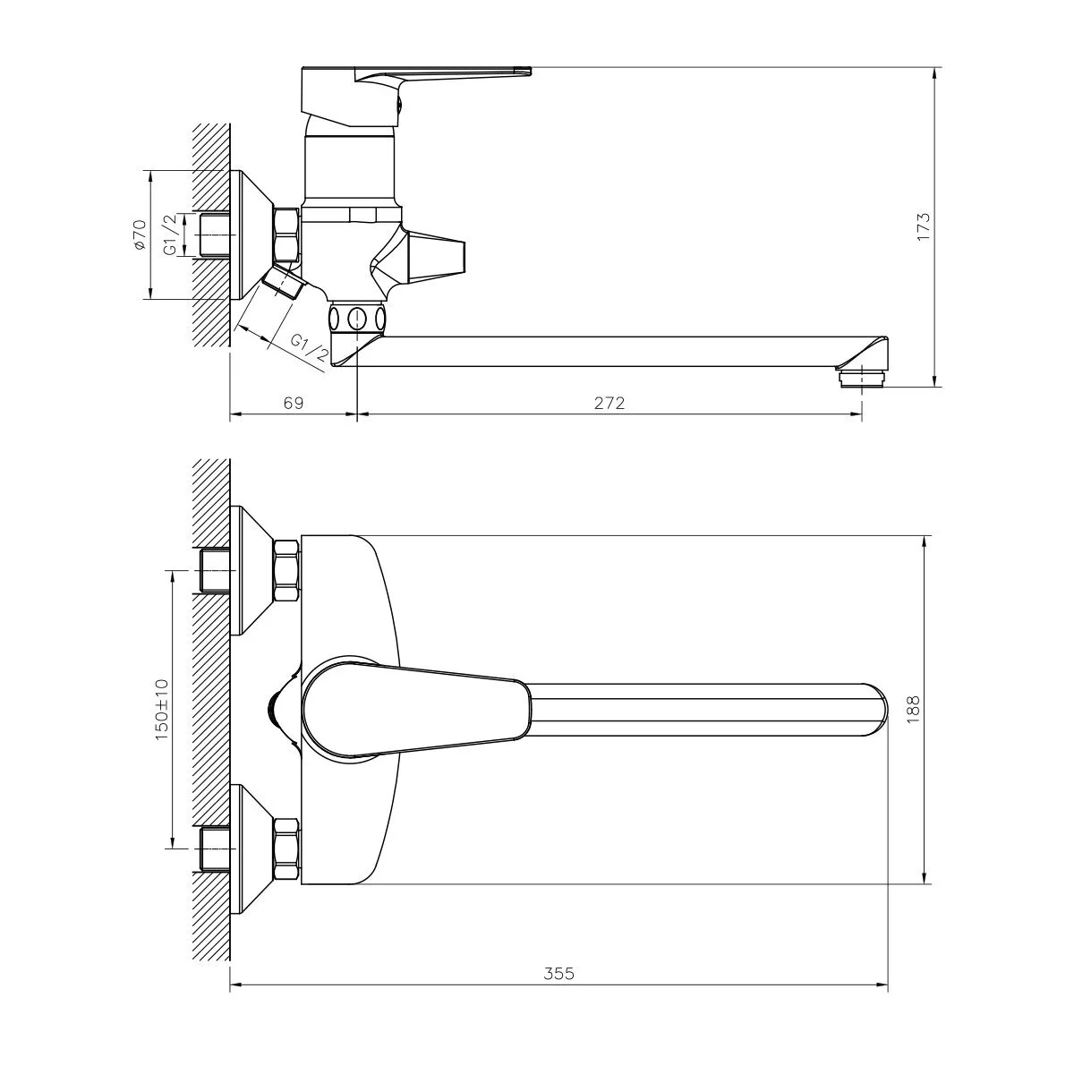 картинка Смеситель для ванны DECOROOM DR72043 