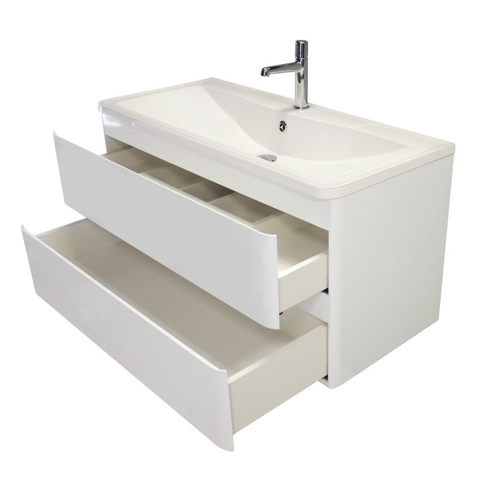 фото Тумба с раковиной подвесная BelBagno ALBANO 90 Bianco Lucido, раковина белая 