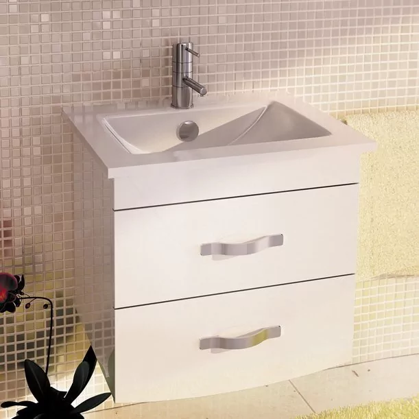 фото Тумба с раковиной Comforty Лаура 60-2 белый глянец 