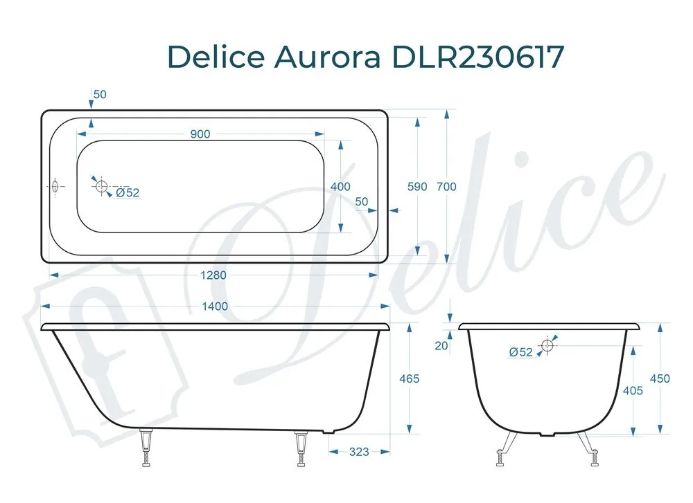 картинка Ванна чугунная Delice Aurora 140х70 DLR230617 