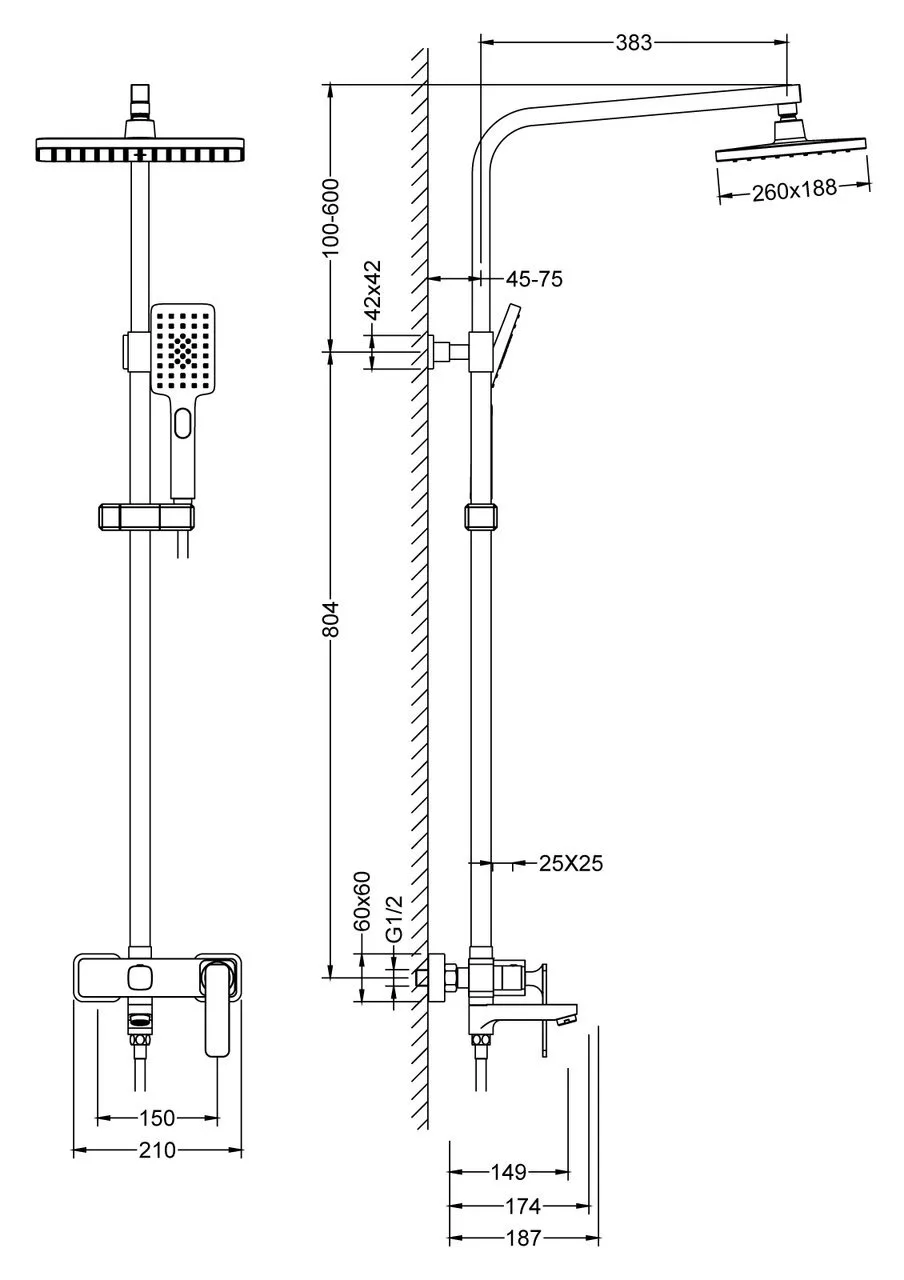 картинка Душевая стойка Timo Torne SX-4320/03, черный 