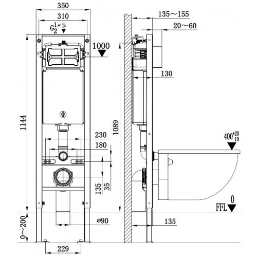 картинка Инсталляция для подвесного унитаза WeltWasser WW AMBERG 350 