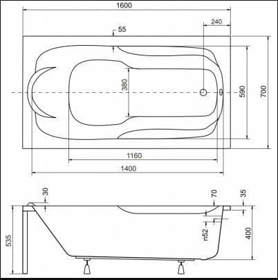 картинка Акриловая ванна Besco Bona 160x70 