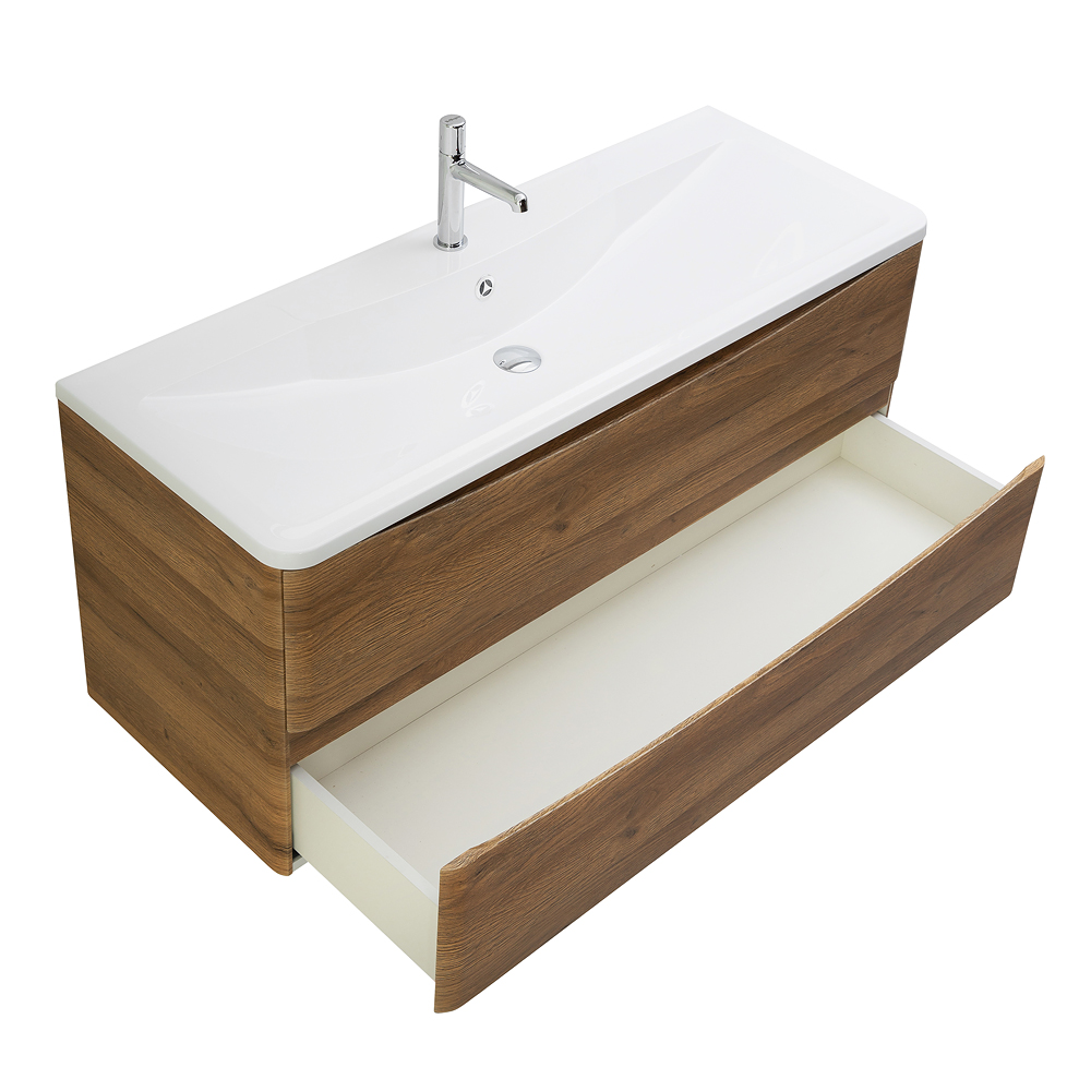 фото Тумба с раковиной подвесная BelBagno ACQUA 120 Rovere Rustico, раковина белая 