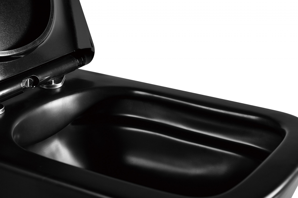 картинка Унитаз подвесной ABBER Rechteck AC1200MB черный матовый, безободковый 