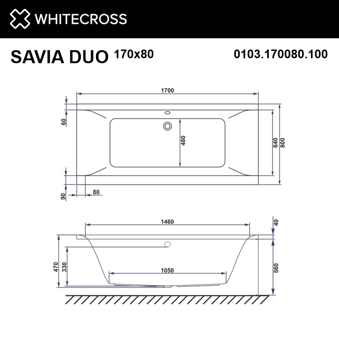 картинка Ванна WHITECROSS Savia Duo 170x80 акрил 