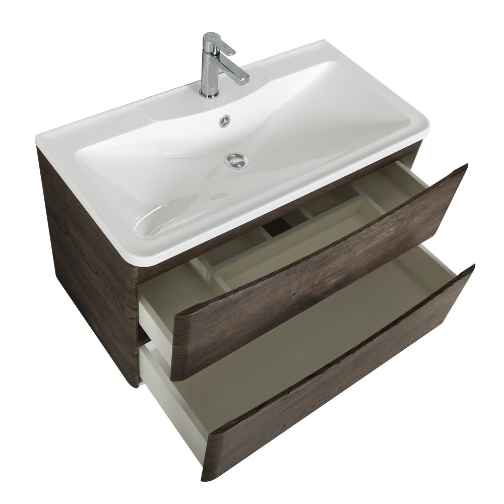 фото Тумба с раковиной подвесная BelBagno ACQUA 90 Rovere Nature Grigio, раковина белая 