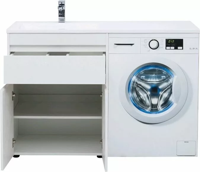 фото Тумба с раковиной Aquanet Токио 130 L белый (напольная, 1 ящик, 2 дверцы) арт. 00239215 
