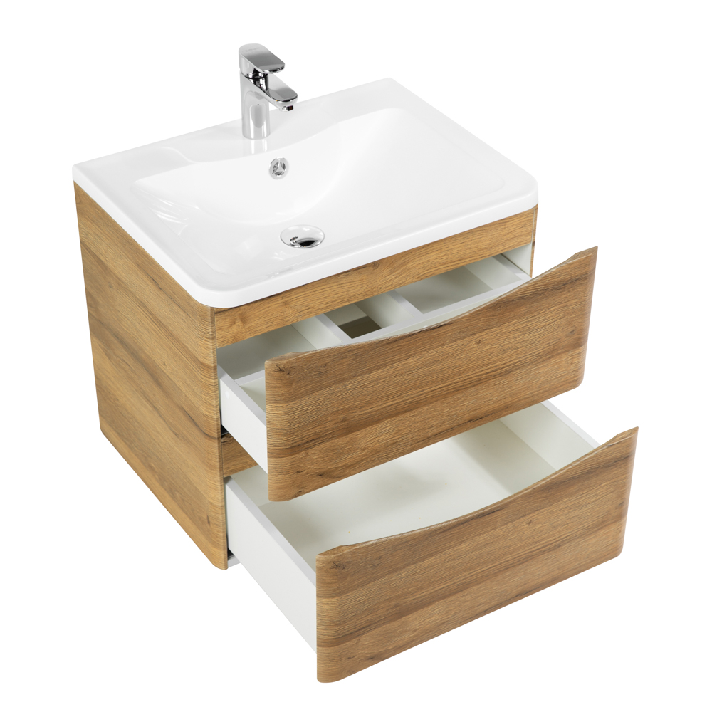фото Тумба с раковиной подвесная BelBagno ACQUA 60 Rovere Rustico, раковина белая 