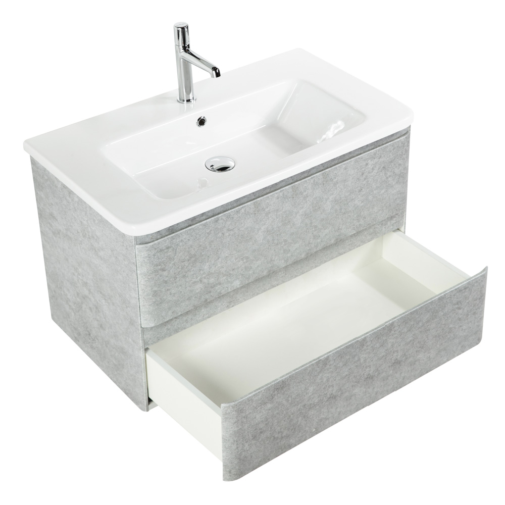 фото Тумба с раковиной подвесная BelBagno ALBANO-CER 80 Cemento Verona Grigio, раковина белая 