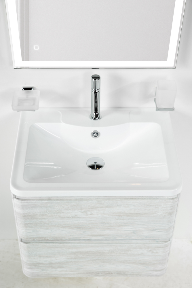 фото Тумба с раковиной подвесная BelBagno ALBANO 70 Rovere Vintage Bianco, раковина белая 