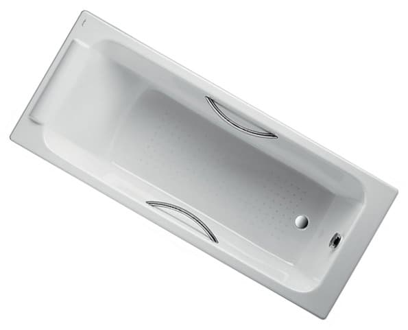 картинка Чугунная ванна Jacob Delafon Parallel 150x70, с ручками, ножками E4113-NF и слив-переливом E6D159-CP P хром 