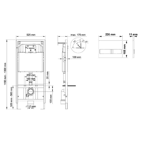 картинка Система инсталляции для унитазов Berges Wasserhaus Novum L5 с черной кнопкой смыва Soft Touch 