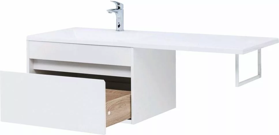 фото Тумба с раковиной Aquanet Токио 130 L белый (подвесная, 1 ящик) арт. 00239217 