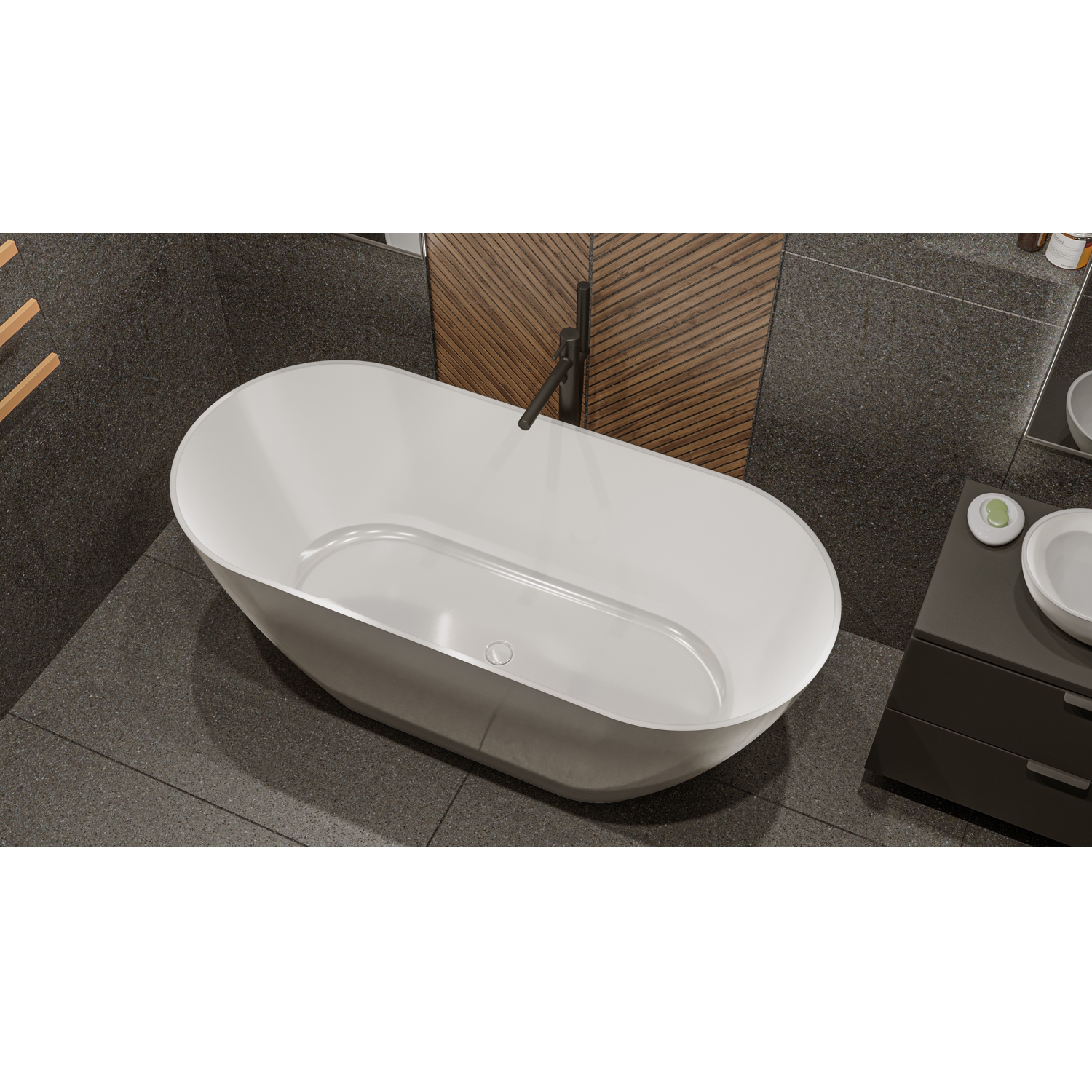 картинка Ванна WHITECROSS Coral A 165x75 белый глянец иск. камень 