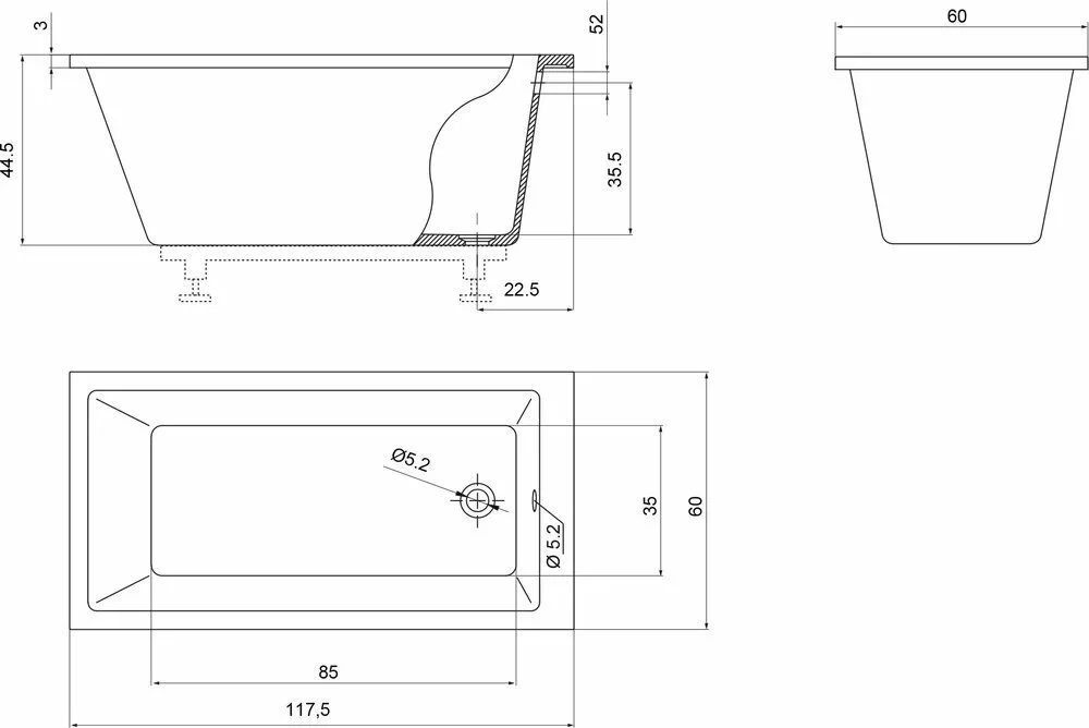 картинка Ванна Цвет и Стиль Кулибинка 118х60 DLT 