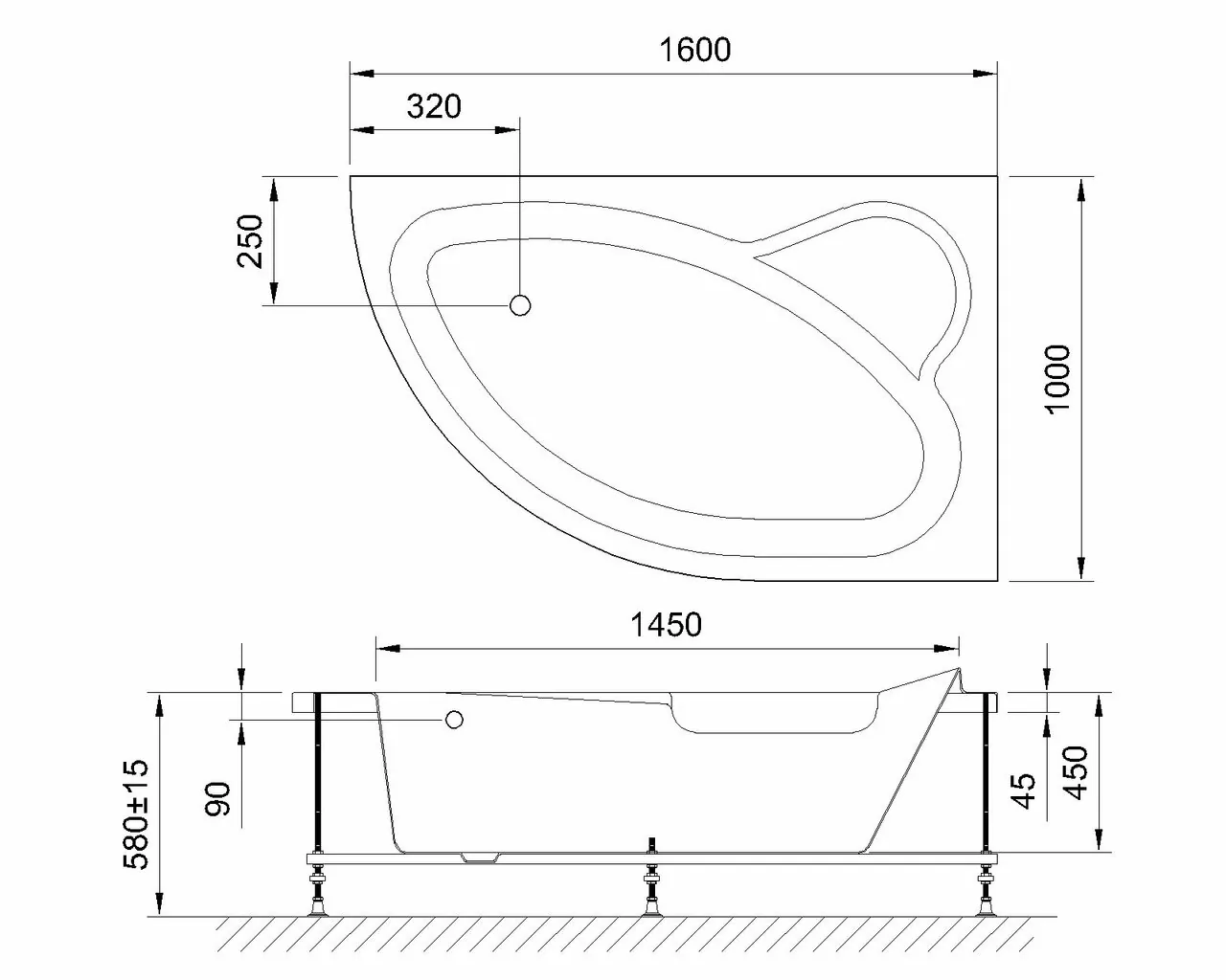картинка Гидромассажная ванна Royal Bath ALPINE DE LUXE 160x100x58R 