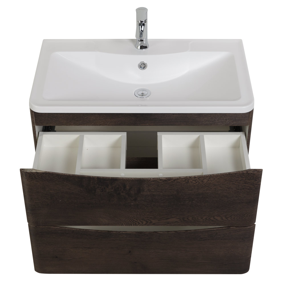 фото Тумба с раковиной подвесная BelBagno ACQUA 90 Rovere Nature Grigio, раковина белая 