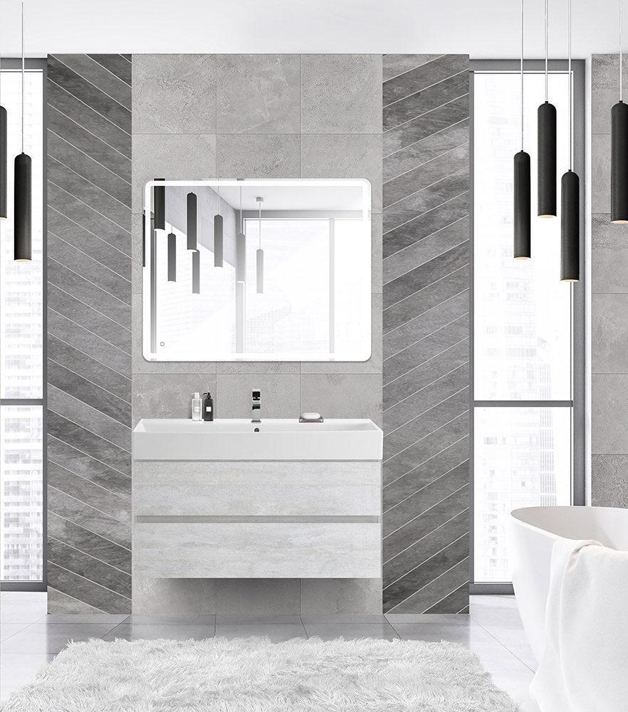 фото Тумба с раковиной подвесная Cezares MOLVENO 46 100 Legno Bianco, раковина белая 